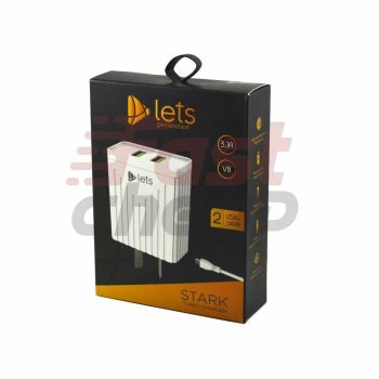CARGADOR 220V LETS MOD08 - 3,1 A - 2 USB + CABLE V8 - BLANCO LETS