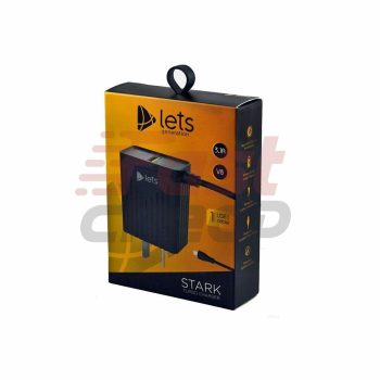 CARGADOR 220V LETS MOD08 - 3,1 A - 1 USB C/CABLE V8 - NEGRO LETS