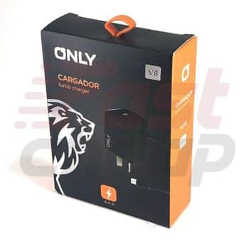 CARGADOR 220V ONLY MOD06 - 4,4A - 1 USB C/ CABLE V8 - NEGRO ONLY