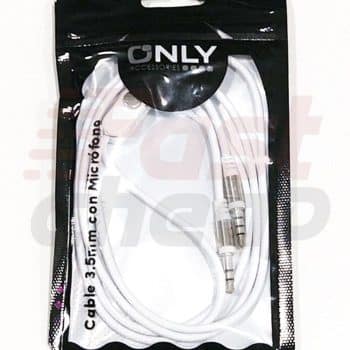 CABLE AUX 3,5 MOD10 - CON MIC - BLANCO ONLY