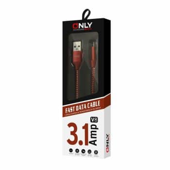 CABLE USB MOD03 - TELA - V8 - ROJO ONLY