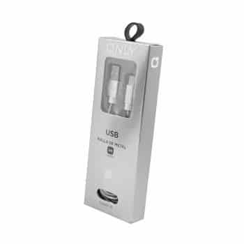 CABLE USB MOD 55 - METAL ONLY - V8 - PLATEADO ONLY