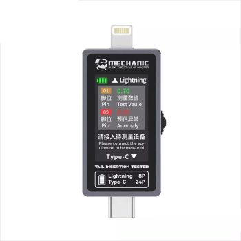 TESTER MECHANIC T-824 DETECTOR DE FALLAS LIGHTNING Y USB-C MECHANIC