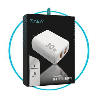 CARGADOR 220V MODX-A015 - INTENSIFY - 2USB - XAEA - BLANCO XAEA